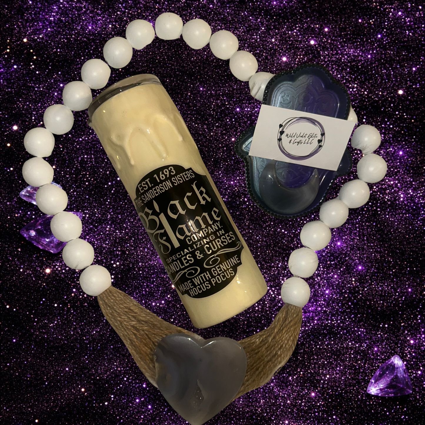 Black Candle Flame Resin Tumbler - Handmade 20oz