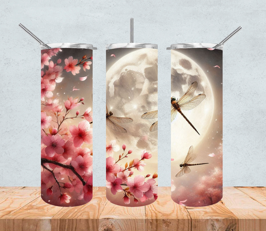 20oz Dragonflies with Cherry Blossoms Tumbler